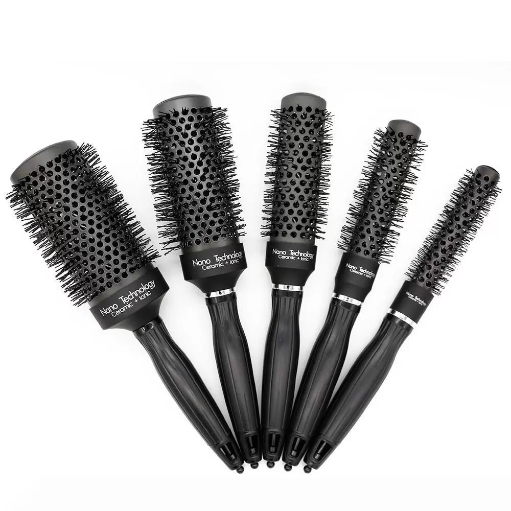 Nano Tecnologia Ceramic Ionic resistente ao calor cor variável Rodada Barrel escova de cabelo.