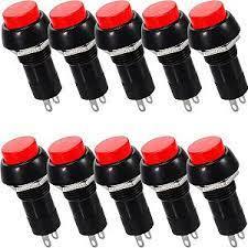 10x Chave Push Button 2 Terminais Com Trava Psd-11a Vermelho