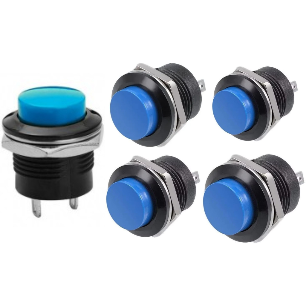 5 Peças - Chave Push Button Tipo Start - Bujão R13-507 Azul Sem Trava