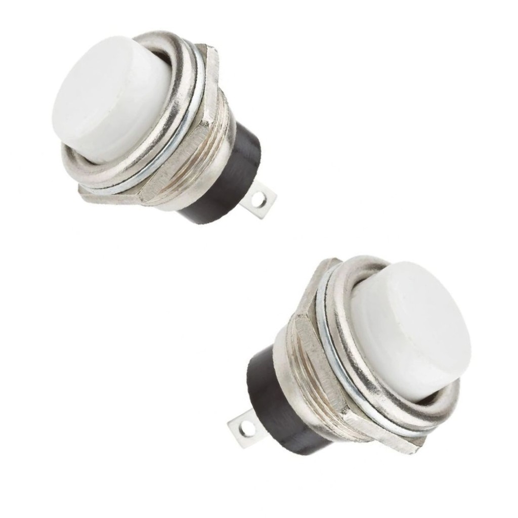 Chave Push Button DS212 Branca 2 Terminais | Pacote com 20 Peças