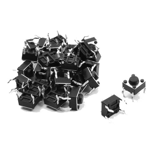 Botão Microchave Push Button 4 Pinos - 100 Peças - 6x6x5 Mm