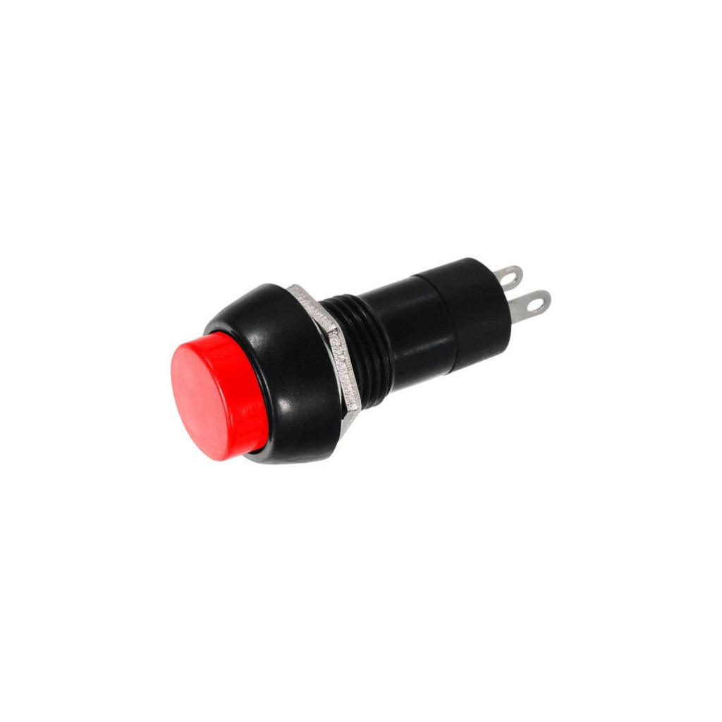 Kit Com 5 - Chave Botão Push Button PBS-11A Vermelho Sem  Trava 2 Terminais