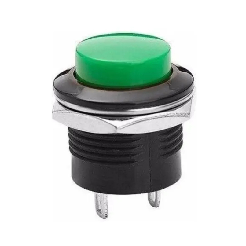 Chave Push Button Tipo Start - Bujão R13-507 Verde Sem Trava