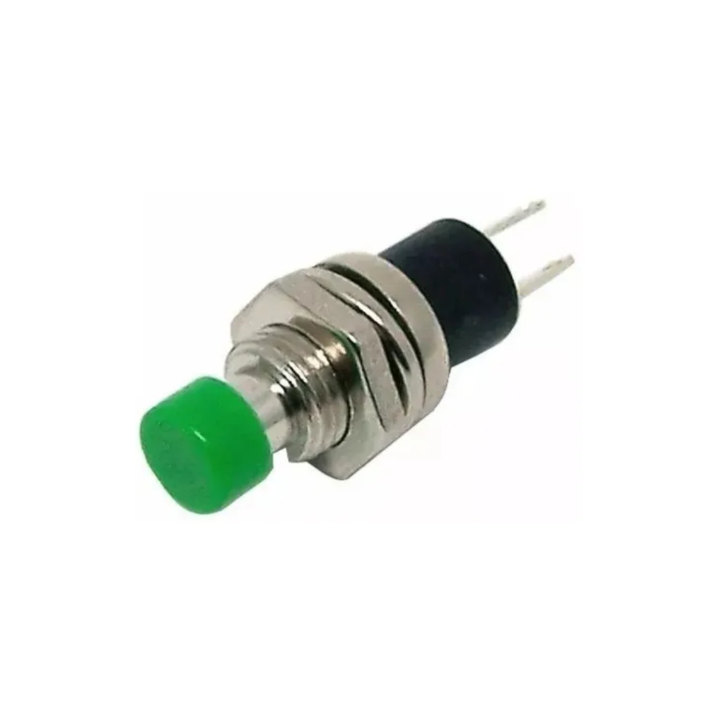 Chave Push Button PBS-110 Verde Sem Trava 2 Pinos