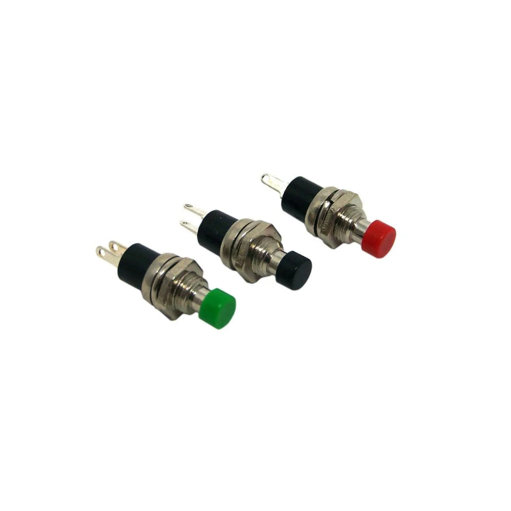 Kit Com 3 Chave Push Button PBS-110 Sem Trava 1 Vermelha 1 Verde 1 Preta