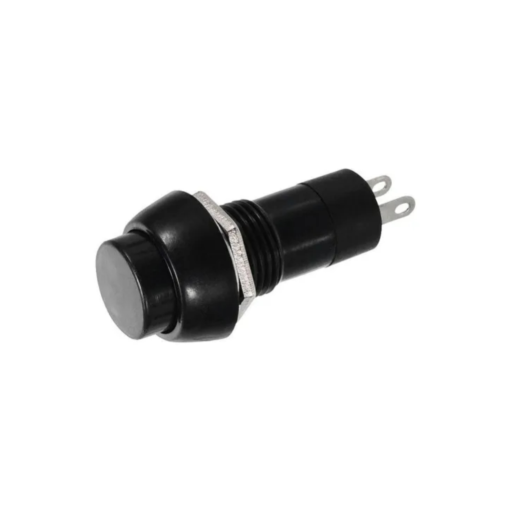 Kit Com 5 - Chave Botão Push Button PBS-11A Sem Trava Preto – 2 Terminais
