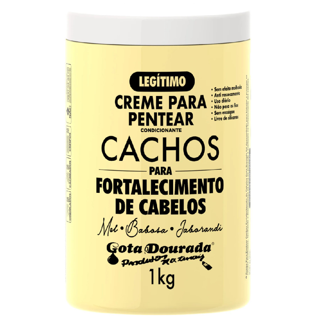 Gota Dourada Creme Leave-In Cachos Fortalecedor Tradicional 1Kg