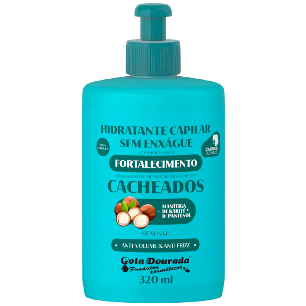 Gota Dourada Creme Pentear Leave-In Fortalecedor Cacheados 320ml