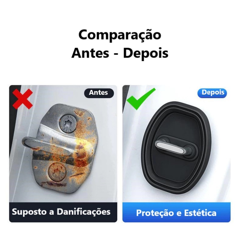 4Pcs Tampa Protetora Fechadura Porta Carro Silicone Anti Ferrugem Universal
