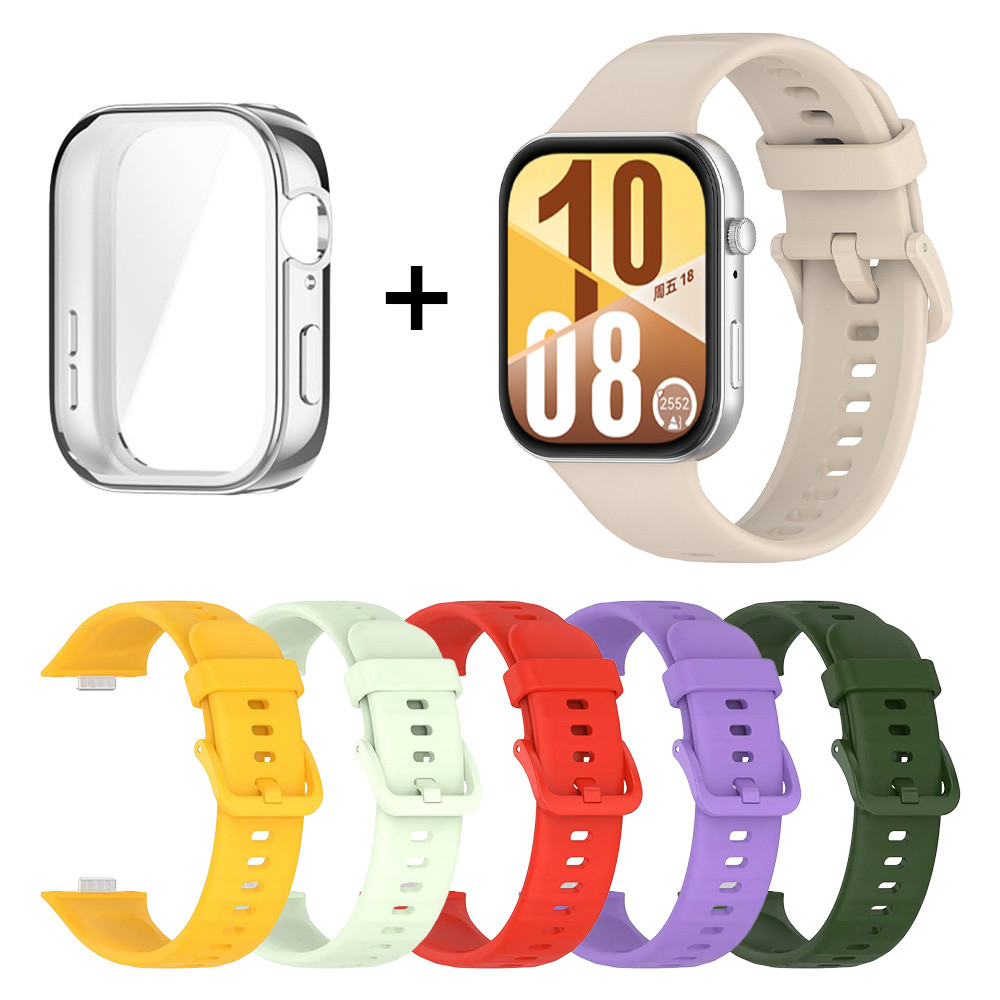 Anti Gores TPU Case Pulseira De Silicone Para Huawei Watch Fit 4 Soft Sport Rubber Band Pulseiras Cinto Protetor De Tela