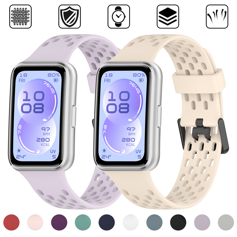 Pulseira De Silicone À Prova D'água Para Huawei Band 11 11 Pro 10 9 8 Sport Rubber Substituição Respirável Cinto Acessór