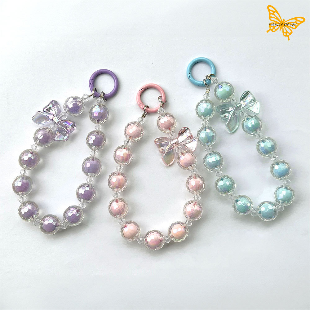 Cordao Perla De Celular Telefone Decoracao Lanyard Com Cartão Bonito Colourful Bead Bracelet SL007