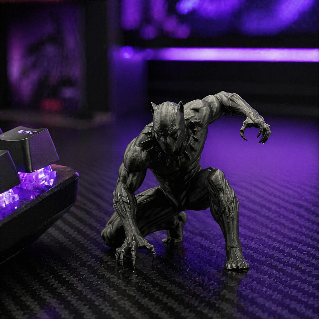 Figura De Ação De Pantera Negra Impressa TX-3D , Estátua De Guerreiro , Pose De Combate A Agachamento , Decoração De Mes