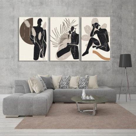 Quadro decorativo painel 3 peças poses humanas abstrato arte moderna decoração 60x40