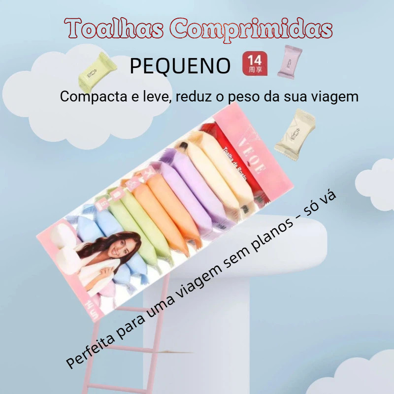 Kit 35/70/140 Toalhas Comprimidas – Portátil para Viagem, Praia e Remoção de Maquiagem