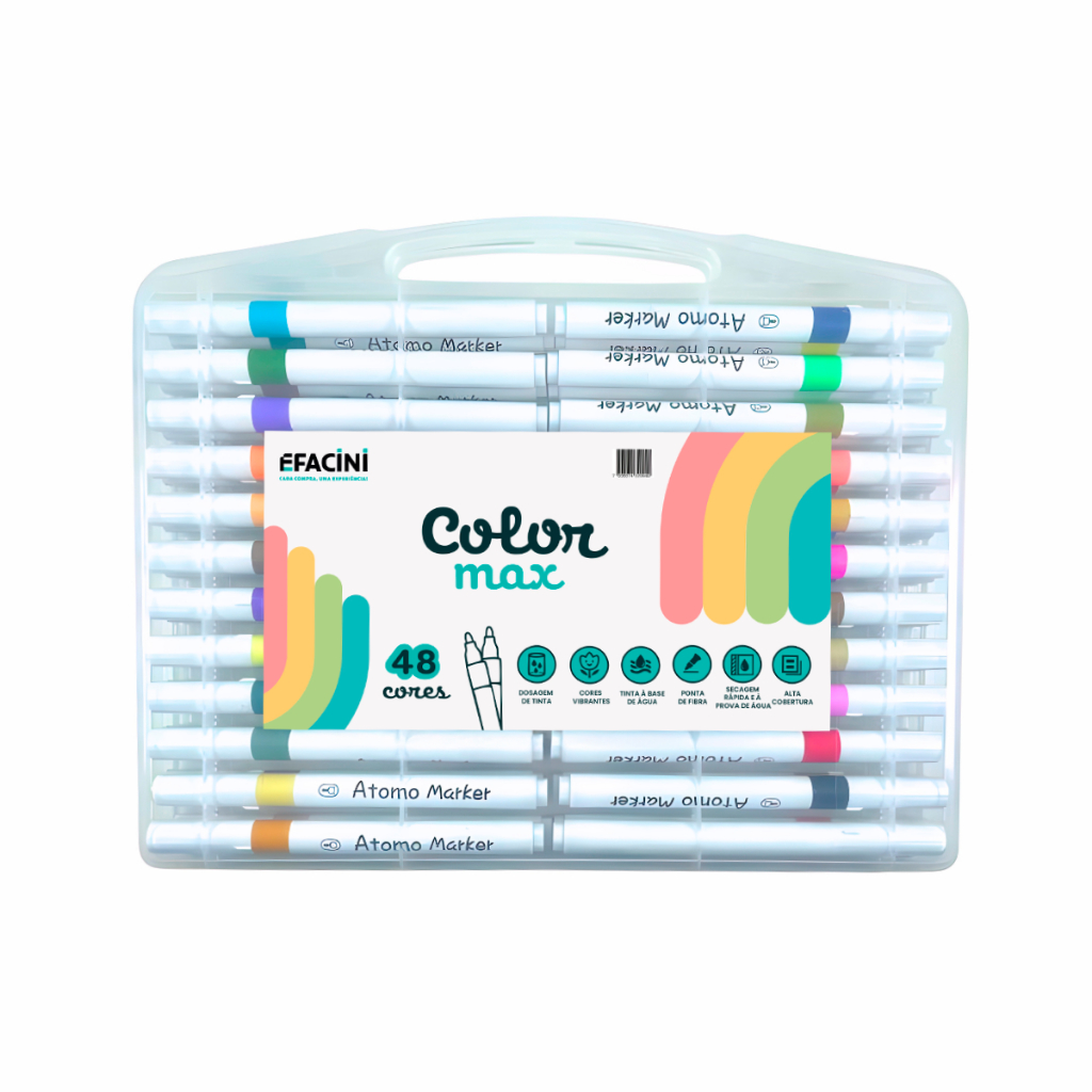 Kit Caneta Hidrográfica Hidrocor 48 Cores Ponta Fibrosa
