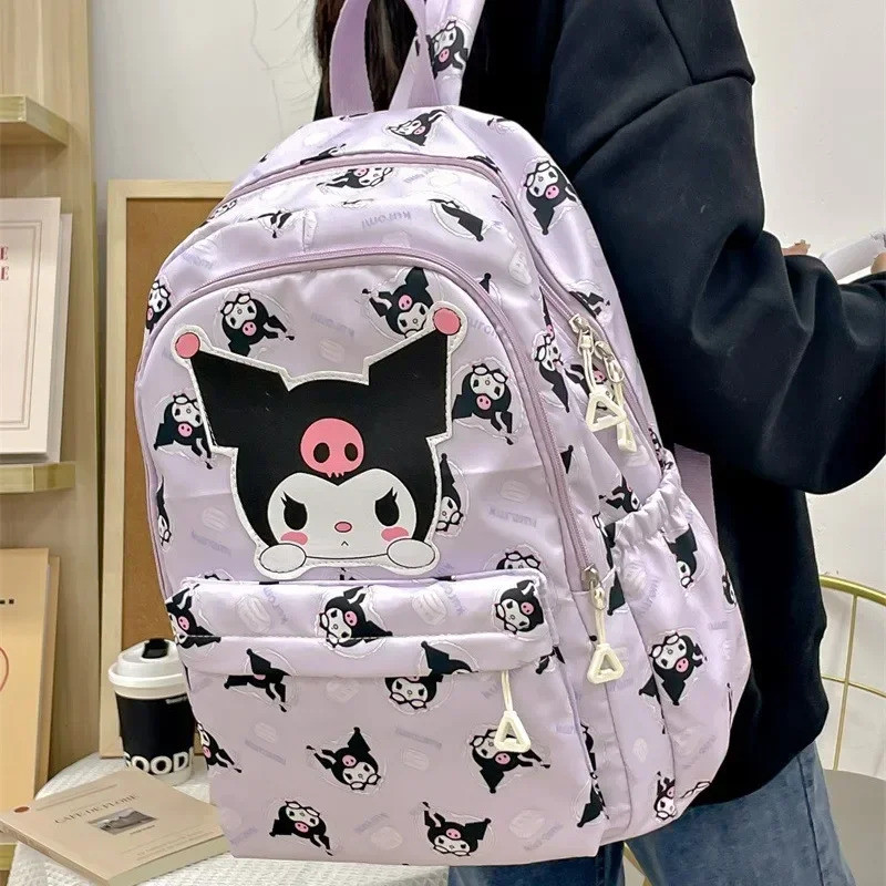 Anime Kuromi Cinnamoroll My Melody Bolsa de estudante de grande capacidade para mulheres e crianças, presente para menin