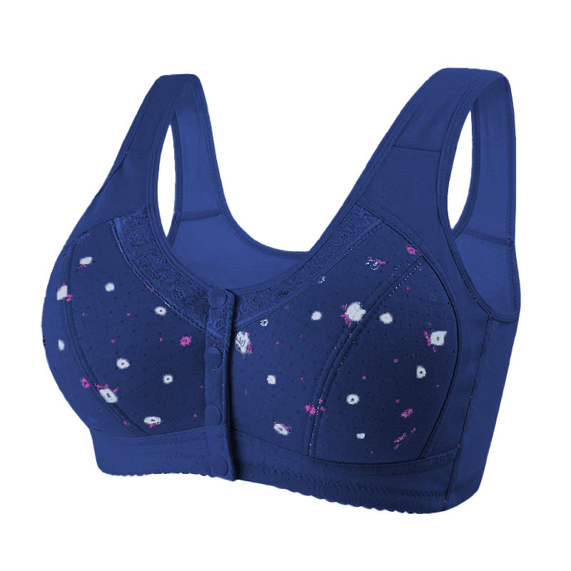 38-50 Tamanho Venda Quente Mães De Meia-Idade E Idosas Sem Aros De Aço , Botão Frontal Impresso Roupa Íntima plus size ,