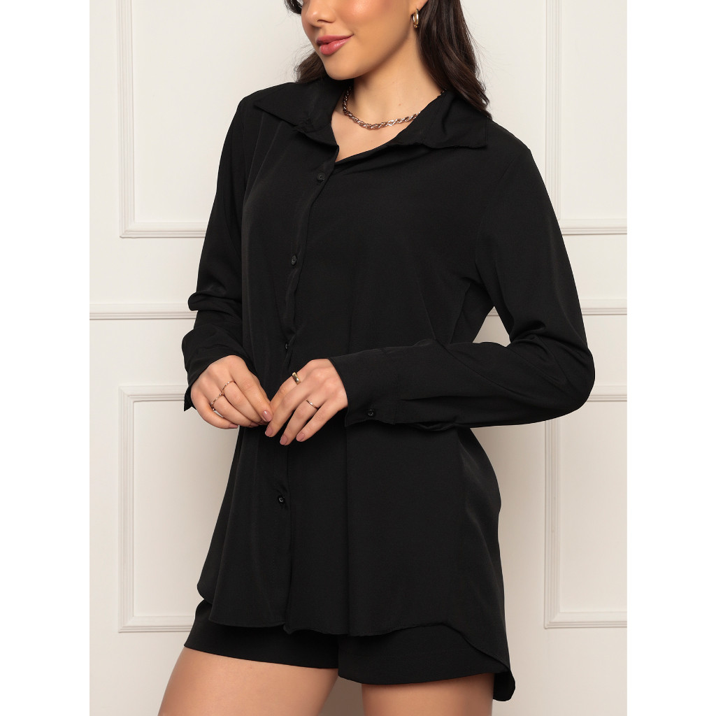 Camisa Femenina Manga Longa De Tactel 102 Venda Imperdível 2025