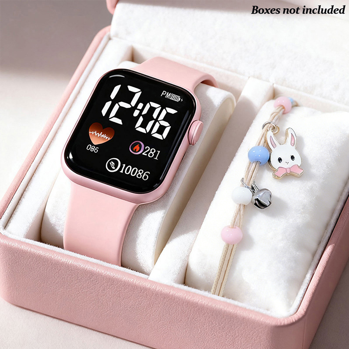 Crianças Luminosa Digital Esporte Relógio Para Meninos Meninas Silicone Banda Coelho Pulseira Conjunto Unisex Estudante