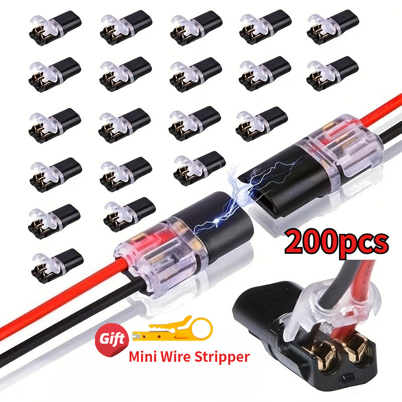 Tomada H Power 200 peças conector LED de 2 pinos com trava