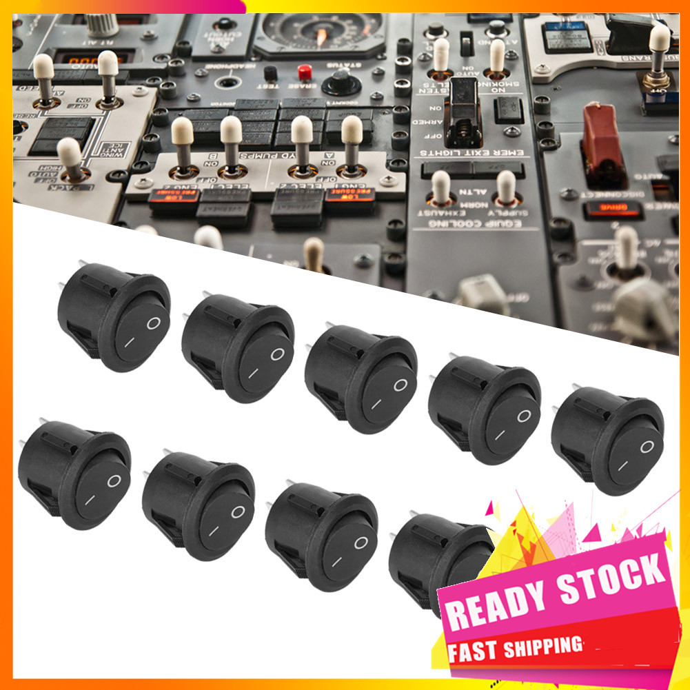 Hbhbhbhbb 10pcs KCD1 Rocker Switches 2 pinos redondos ON-OFF barco interruptor terminal de prata para condutividade com