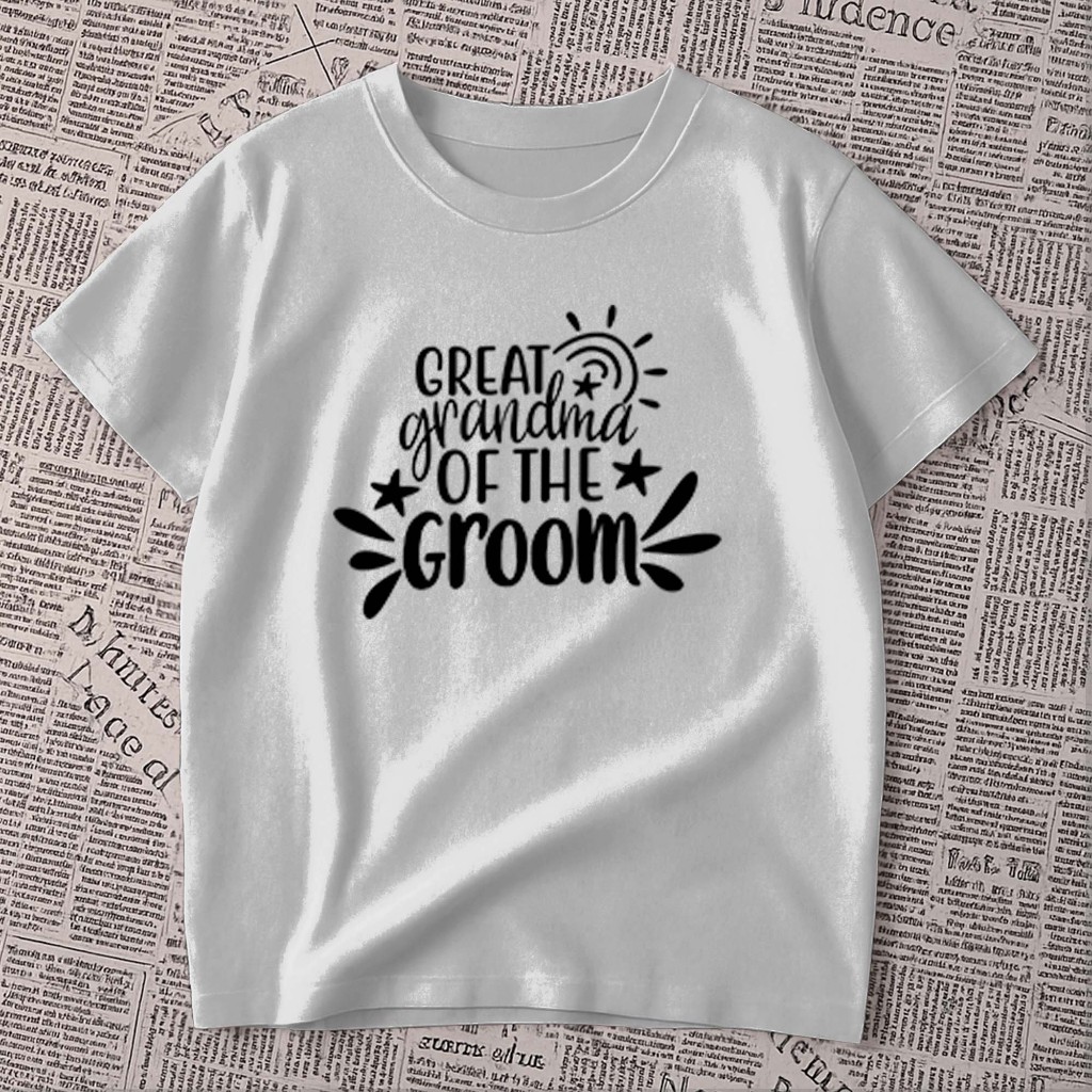 Camiseta estampada - Great grandma of the groom | Bisavó do noivo | frase | blusa unissex premium 100% algodão