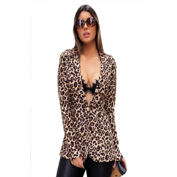 Maxi Blazer Chic Bengaline Animal Print