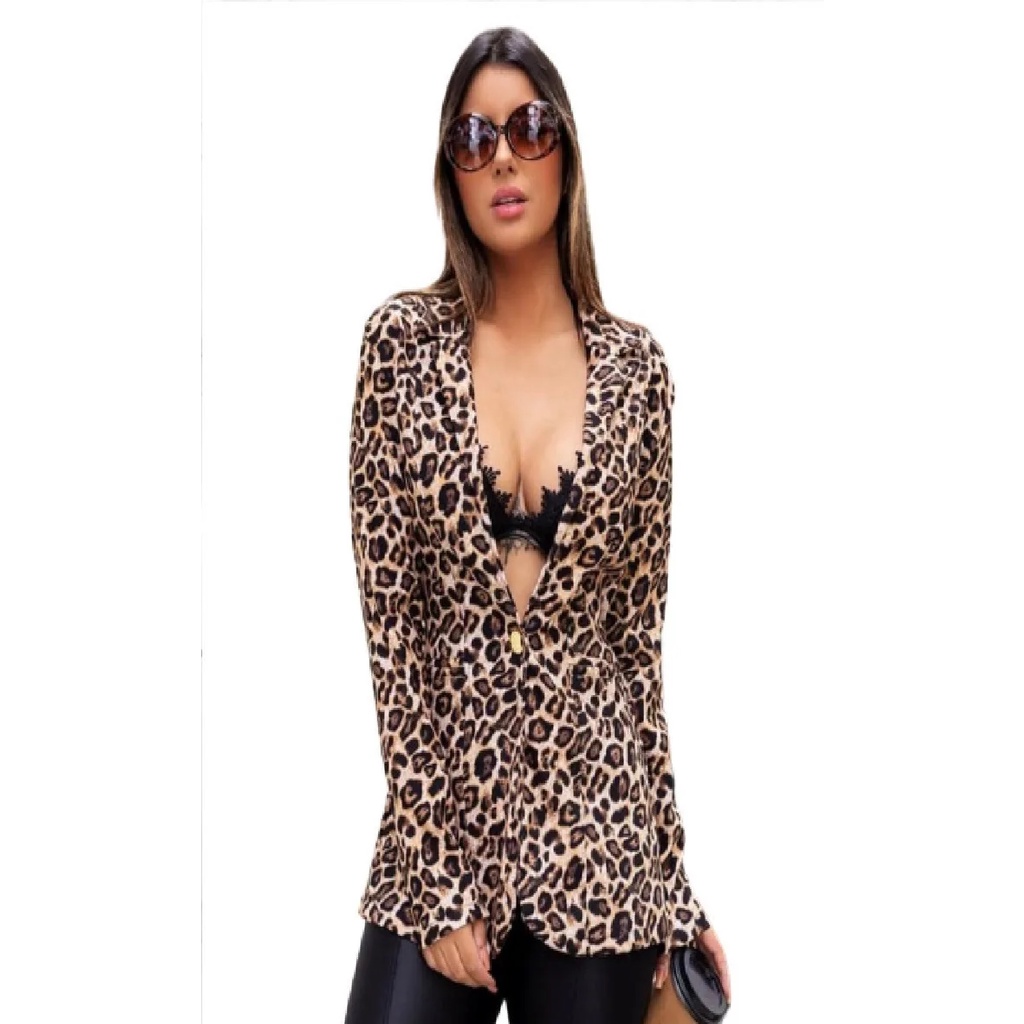 Maxi Blazer Animal Print Em Bengaline - Oncinha