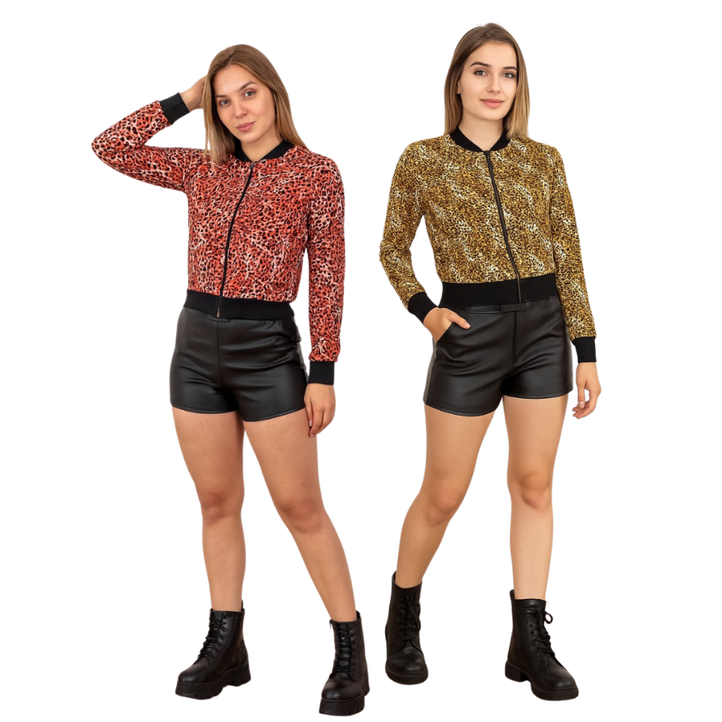 2 Jaquetas Bomber Animal Print Oncinha Tendencia 2025 Para Dia a Dia Levinha Malha Fina