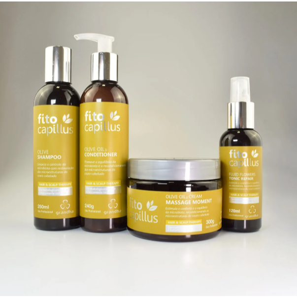 FITO CAPILLUS OLIVE OIL - GRANDHA - TERAPIA CAPILAR - RECONDICIONA MICROESTRUTURAS DO COURO CABELUDO