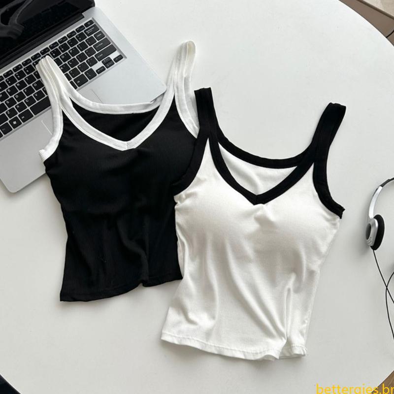 Bet Trendy Color Blocking Strappy Cami Flattering Fit Respirável Racerback Tank Sutiã Para Treino Salões