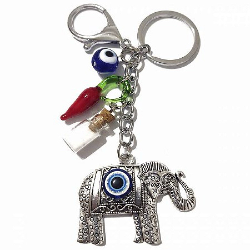 Chaveiro Olho Grego Com Elefante e Sal