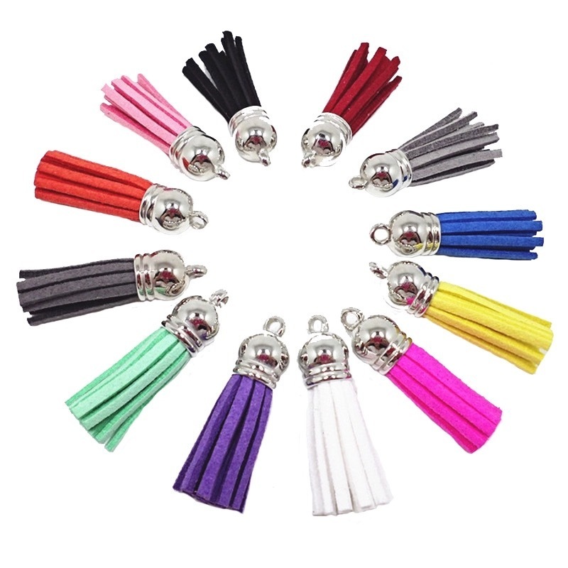 10-50Pcs Pendão Pingente Colorido Saco Chaveiro Brinco Camurça