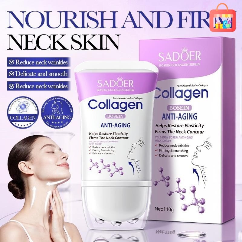 [Em Estoque] Roller Massage Neck Cream-SADOER Creme Reafirmante E Lifting Para Pescoço-Cuidados Com A Pele Do Loção Hidr