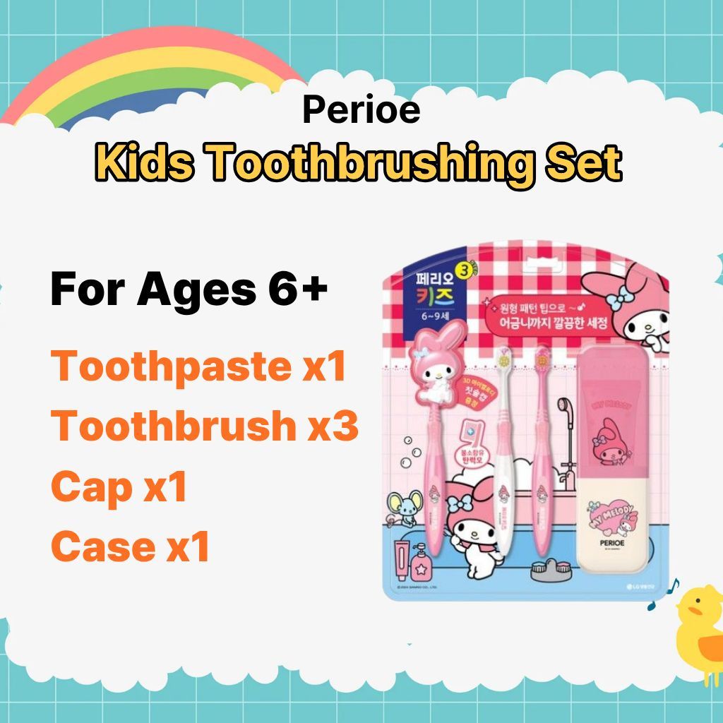 [Perioe] Conjunto De Escova De Dentes E Pasta De Dente Kids My Melody (6 + Anos)/Cuidados Bucais Sanrio Character/Kit De