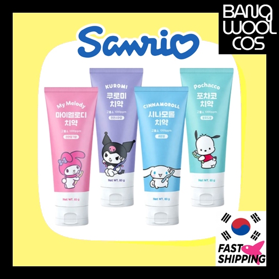 [Sanrio] Pasta De Dente Infantil Com Sabor De Frutas Characters (Mymelody/Kuromi/Cinnamoroll/Pochacco) Enviado Da Coreia