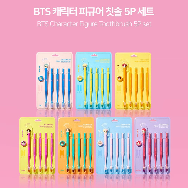 Escova De Dentes BTS Character Figure + Recarga 4p + Conjunto De Suporte Magnético RM , 5 Peças , 1