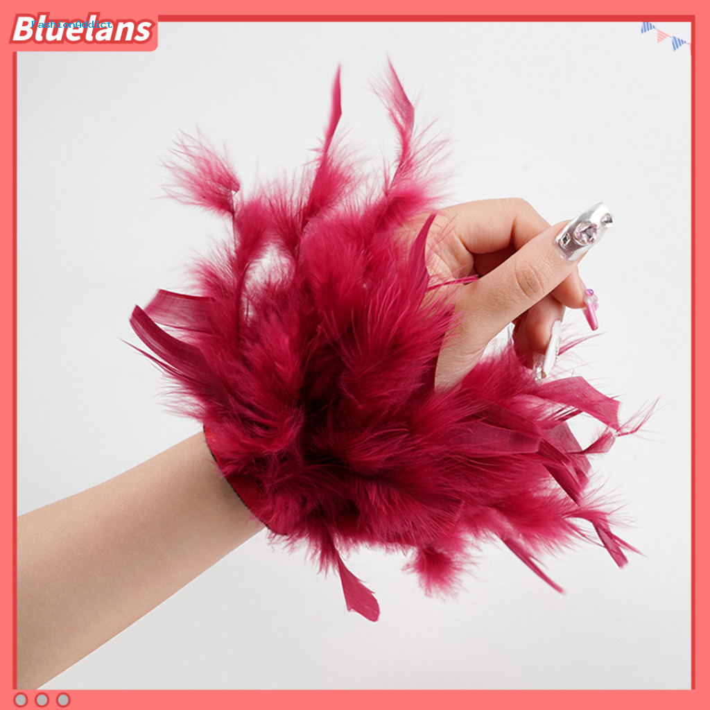 Feather Wrist Adornment Adjustable Bracelet Ribbon Bangle Layered Feathers Charm Halloween Cosplay Party Accessories Sty