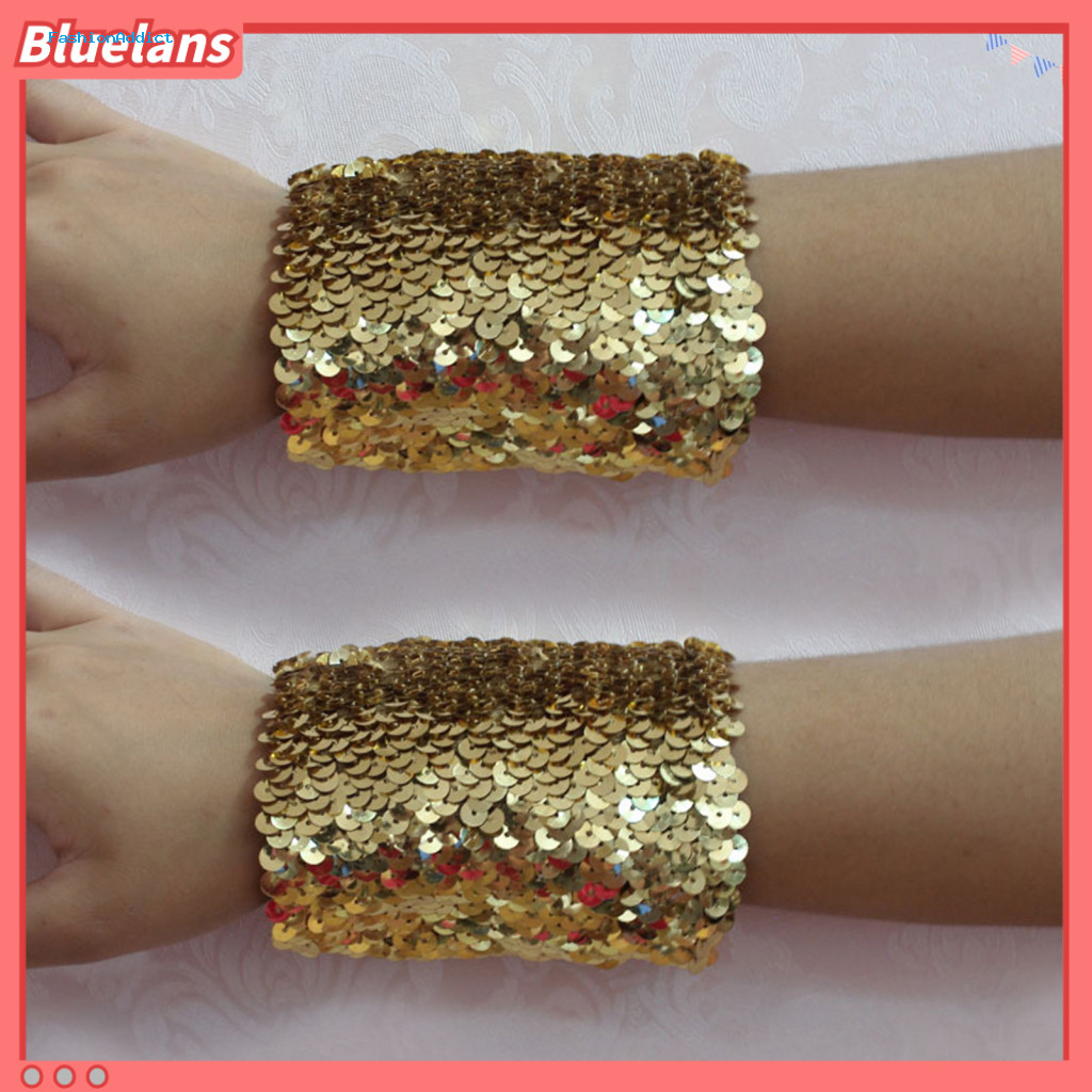 Sparkling Bracelet Gift Jewelry Sequin Bracelets 1 Pair Women Girls Shiny Stretchy Cuffs for Dance Party Cosplay Accesso