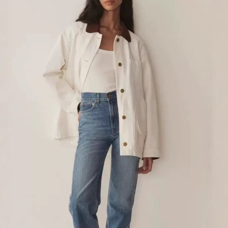 2RSZ Early autumn color-block corduroy lapel loose-fit versatile irregular multi-pocket work jacket