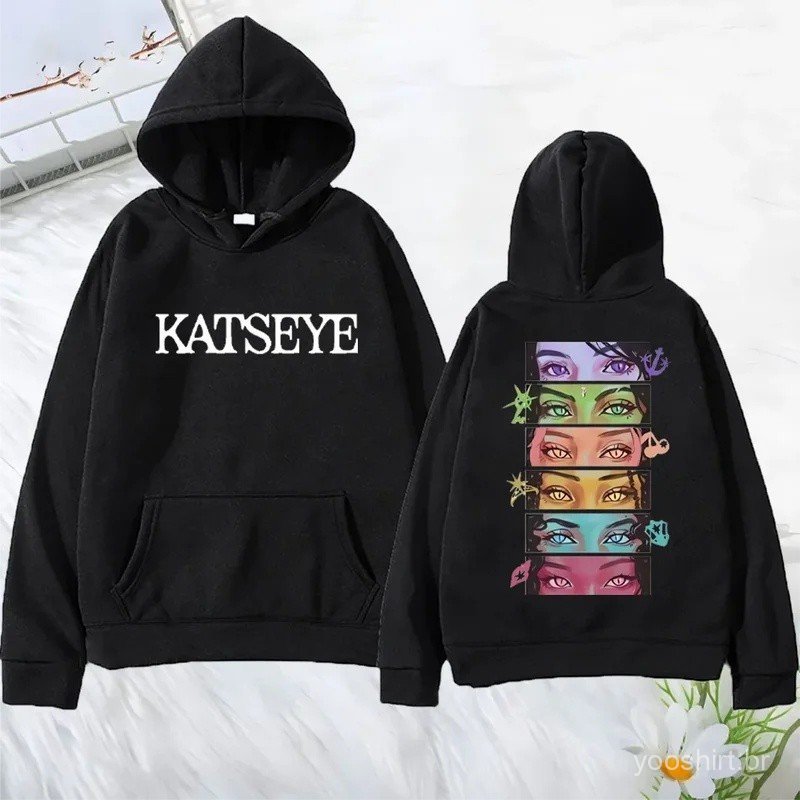 Korean Girl Group KATSEYE Graphics Hoodie Men Women's Manga Style Vintage Fashion Streetwear Long Sleeve Fleece Sweatshi
