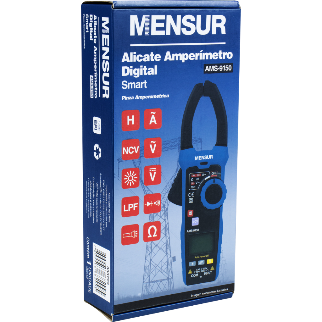 Alicate amperímetro digital smart AMS-9150 - MENSUR
