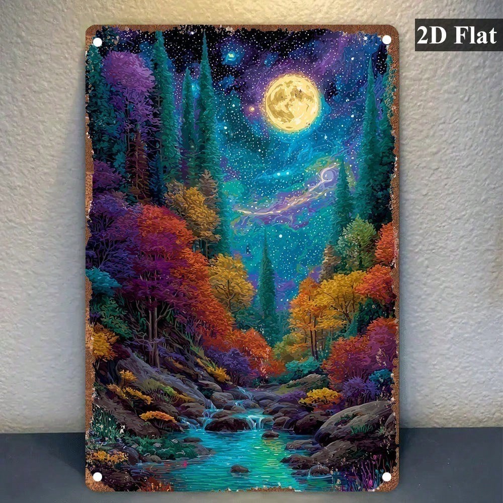 CIFbuy Forest Night Sky Metal Sign Decoração De Parede Para Bar Doméstico