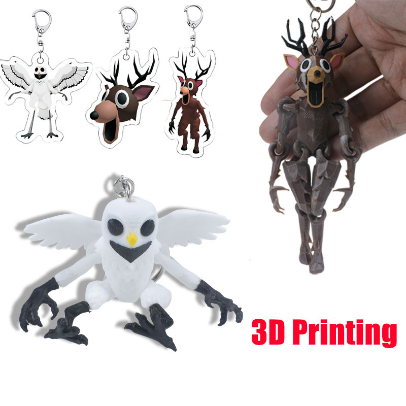 Roblox 99 Nights in The Forest Acrílico Chaveiro Deer Owl Action Figure 3D Toy Decor Para Crianças E Fãs