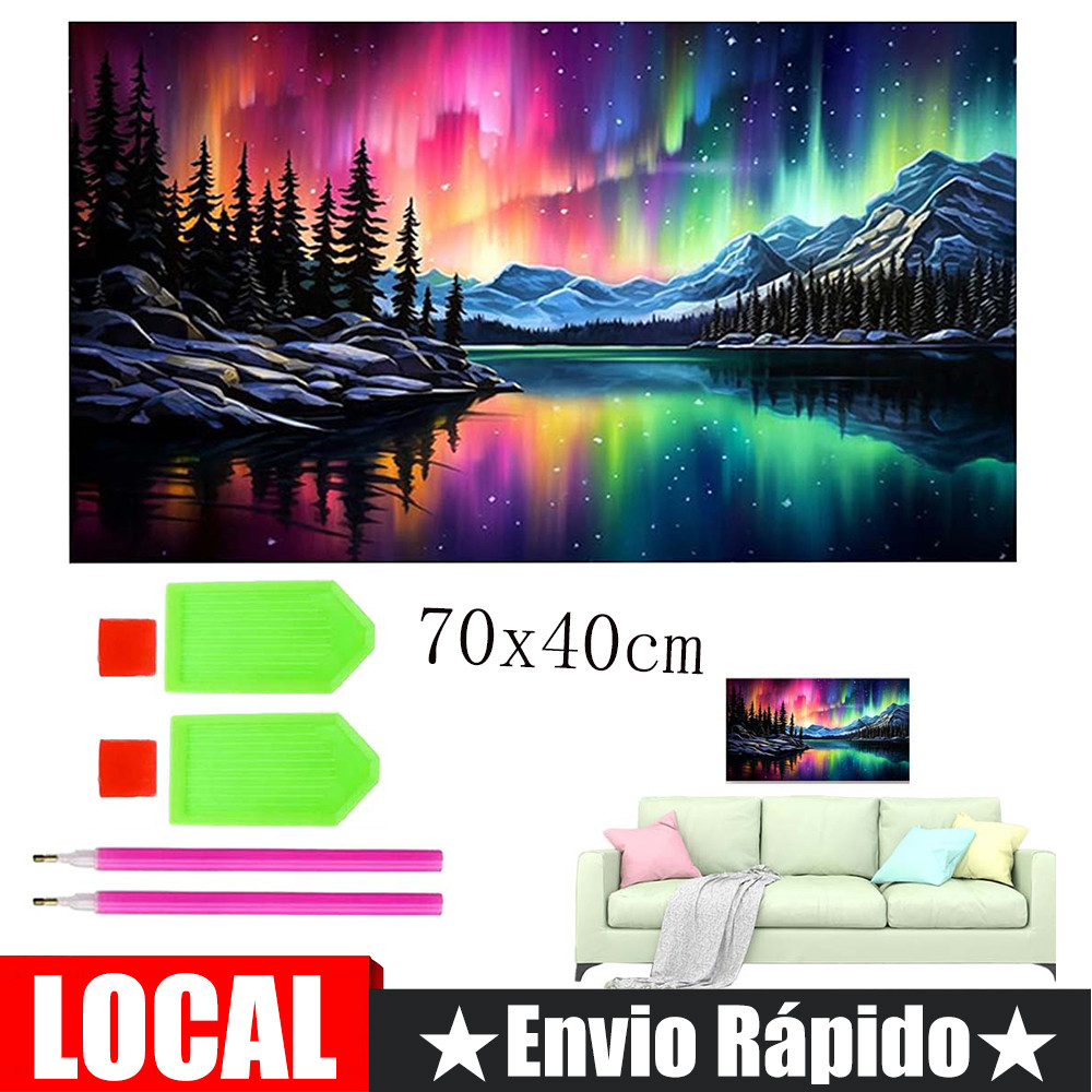 Aurora Night Forest DIY Kit de pintura diamante 70x40cm Aurora Pintura de interação pai-filho