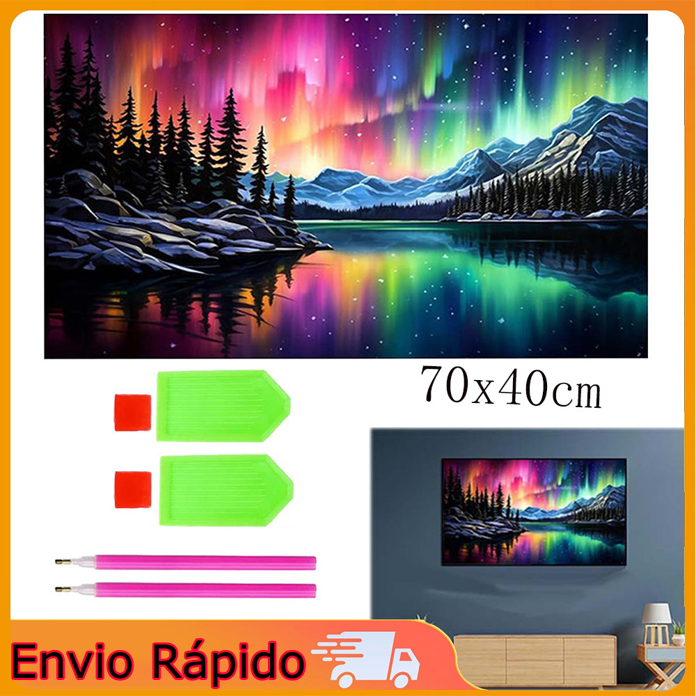 Aurora Night Forest DIY Kit de pintura diamante 70x40cm Grande pintura florestal pintura decorativa
