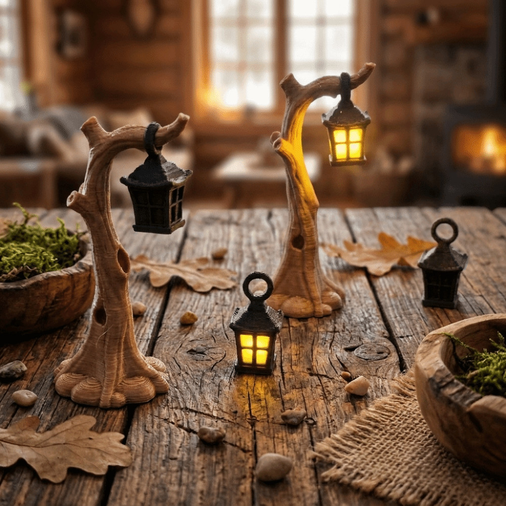 FALLFORBEAUTYEJ Forest Night Light , Ornamentos Decorativos De Plástico Para Micro Paisagem , Impressão 3D