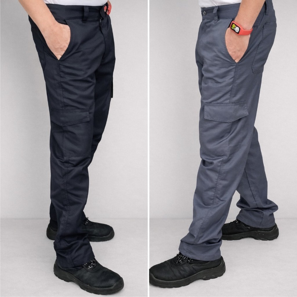 Calça De Trabalho Cargo em Rip Stop Estilo Militar Tática com 2 Bolsos Cargo 2 Bolsos Traseiros e 2 Bolsos Frontais