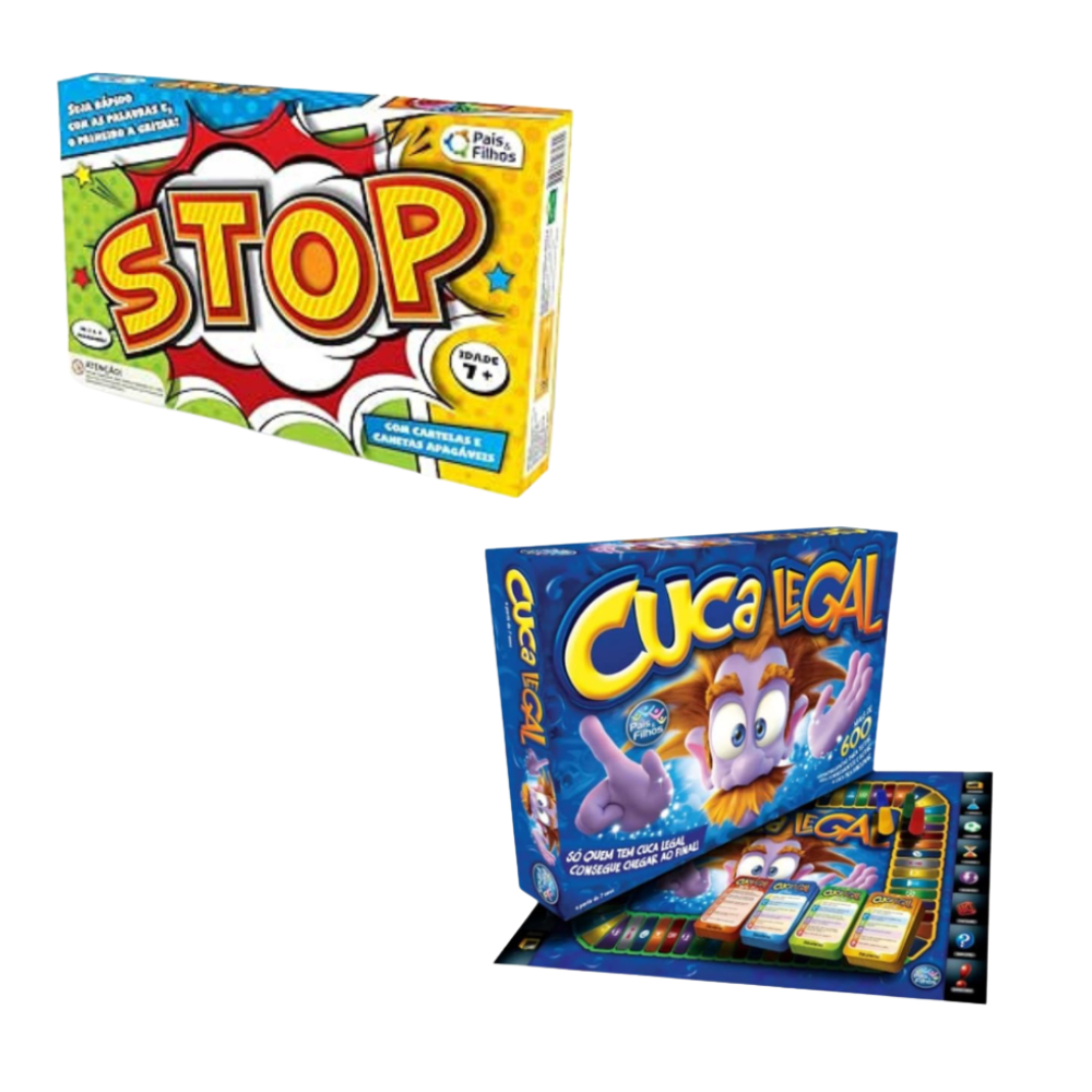 Kit 2 Jogos de Tabuleiro Cuca Legal e Stop
